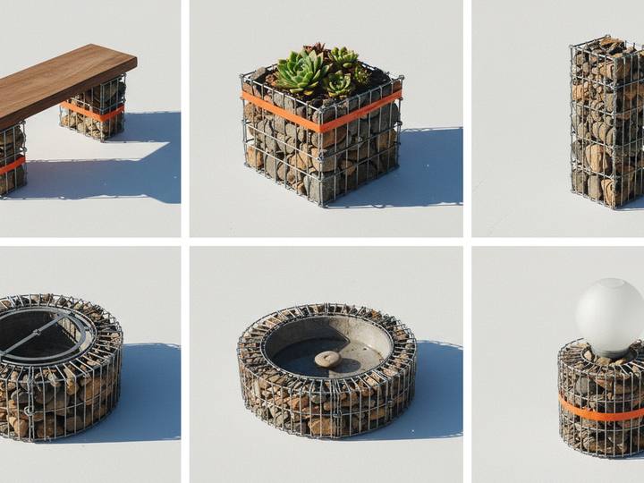 Éléments décoratifs en gabion pour le jardin