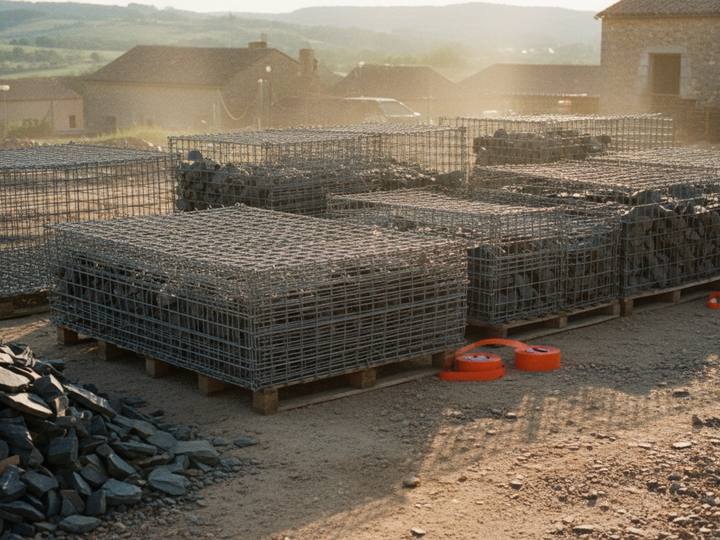 Cage de gabion vide, avant remplissage